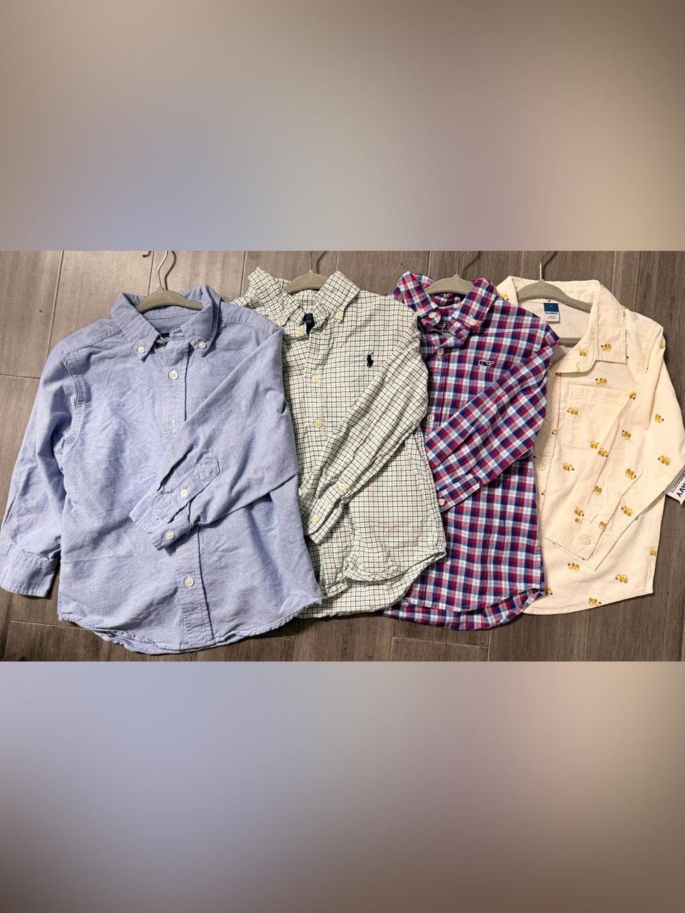 Lot of 4 Toddler Boy LS Button Down Shirts sizes 4T. Old Navy, VV, RL, TCP.